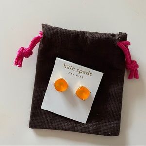 NWT Kate Spade Orange Small Square Studs